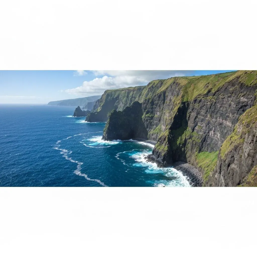 Coastal cliffs on Faial island in the Azores