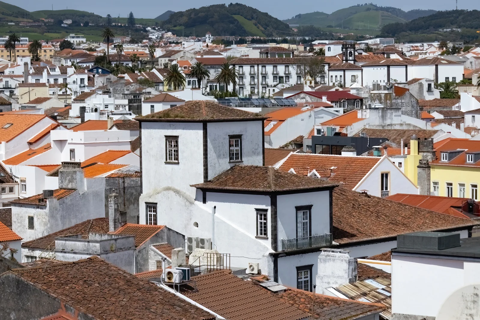 Aerial view of Ponta Delgada old town on a sunny day — São Miguel, Azores